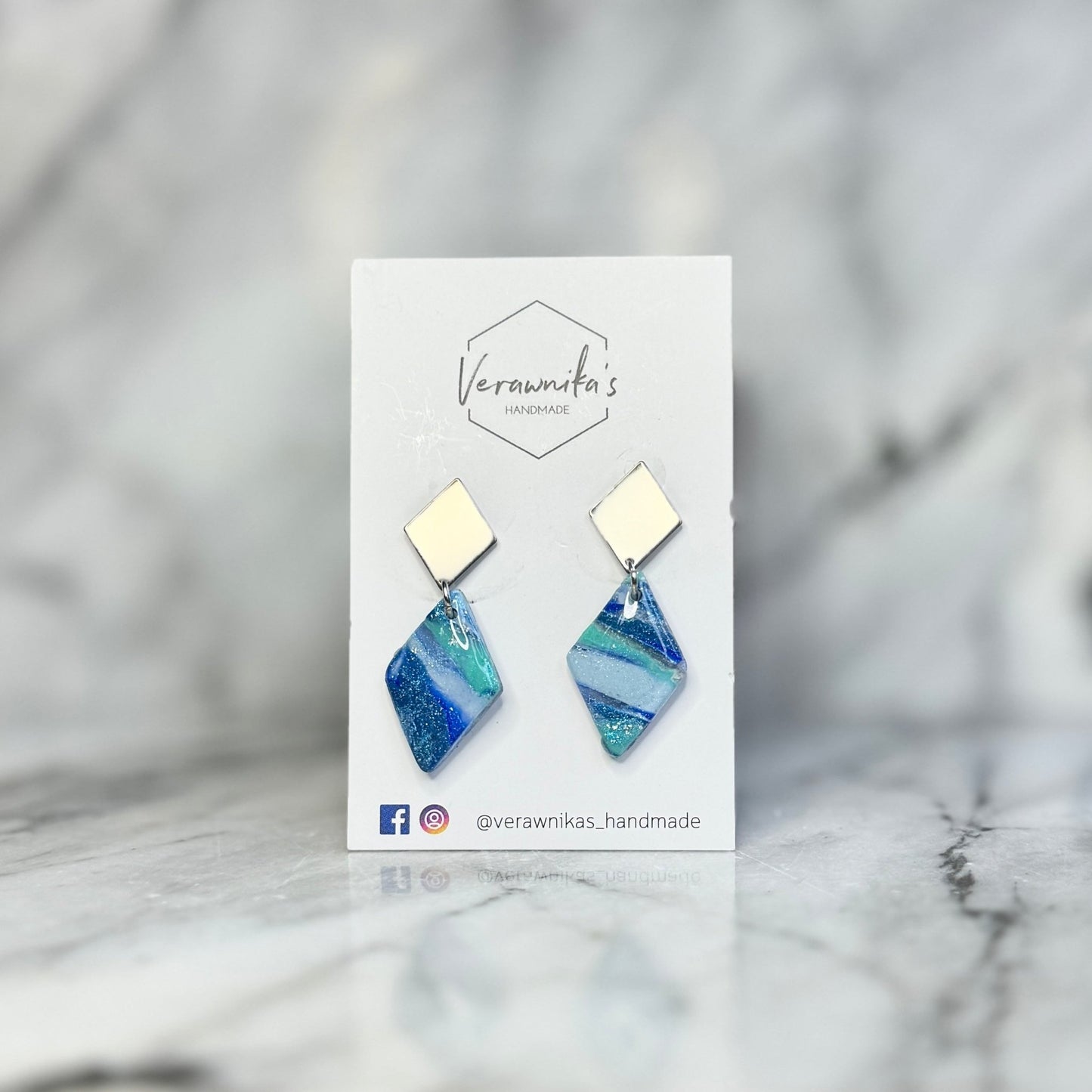 Blue Sea Collection: Small Handmade Original Earrings with Stainless Steel Backs Verawnika's Handmade