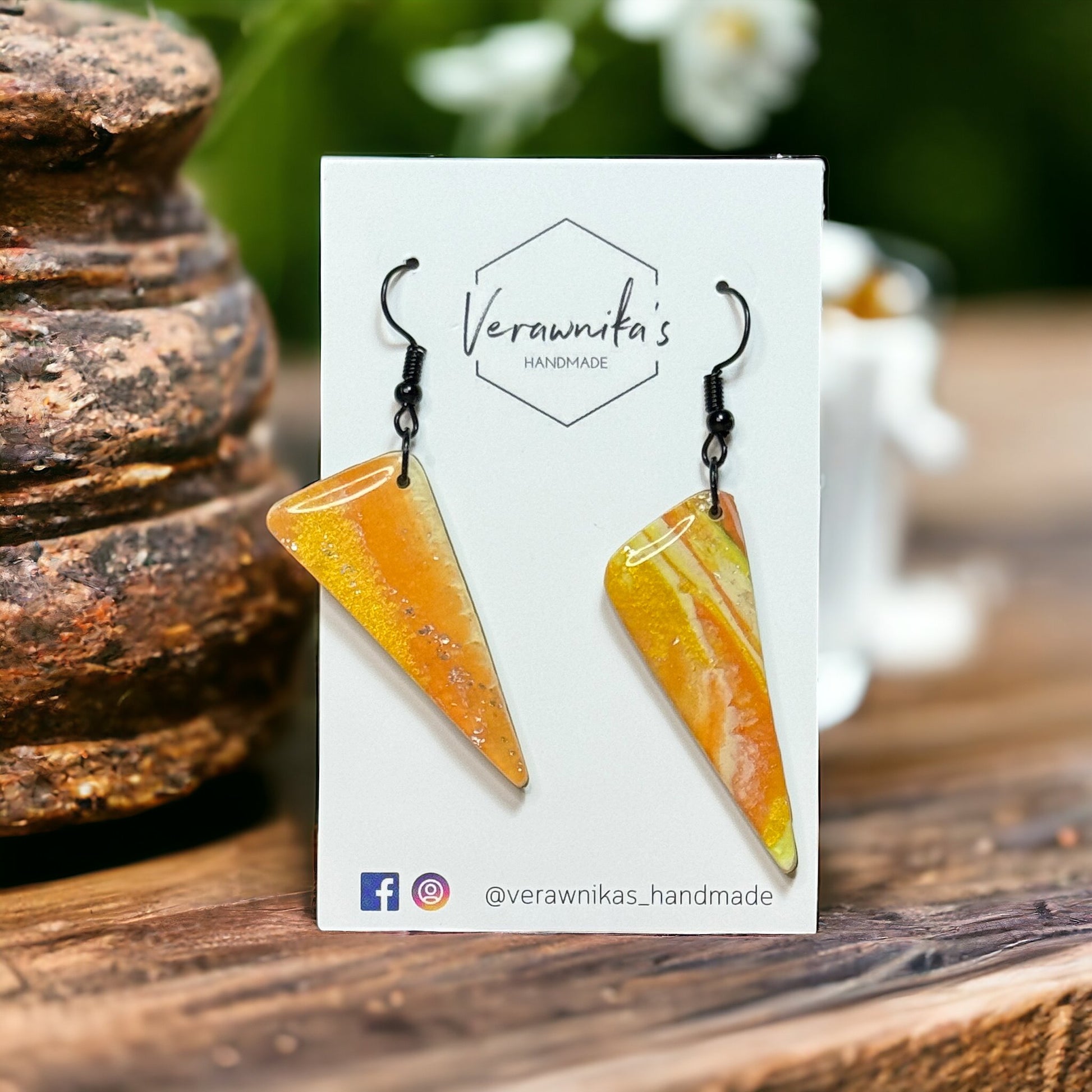 Bumblebee Collection: Medium Yellow Drop Earrings with Black Findings Verawnika's Handmade