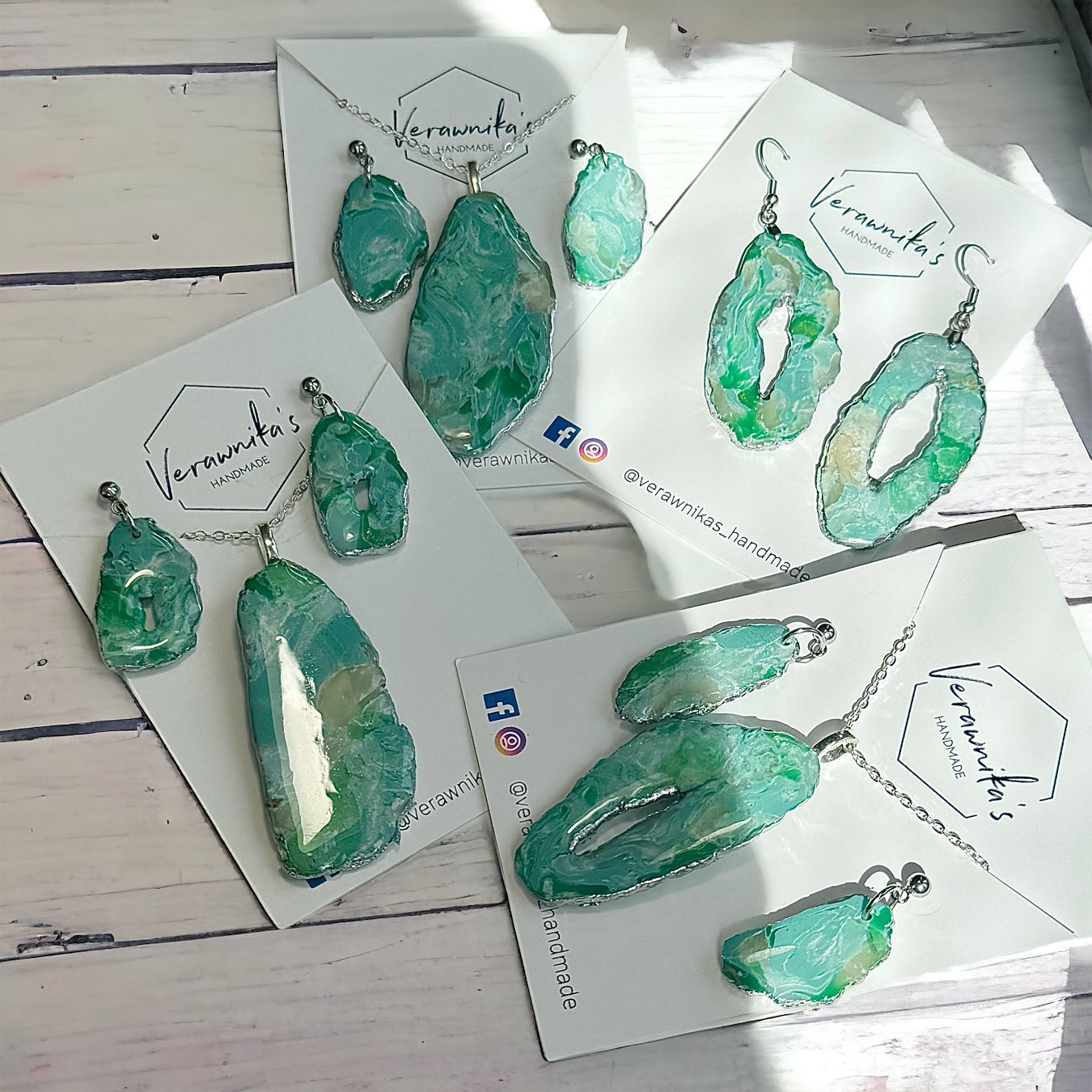 Faux Variscite Stone Collection: Necklace and Earrings Verawnika's Handmade