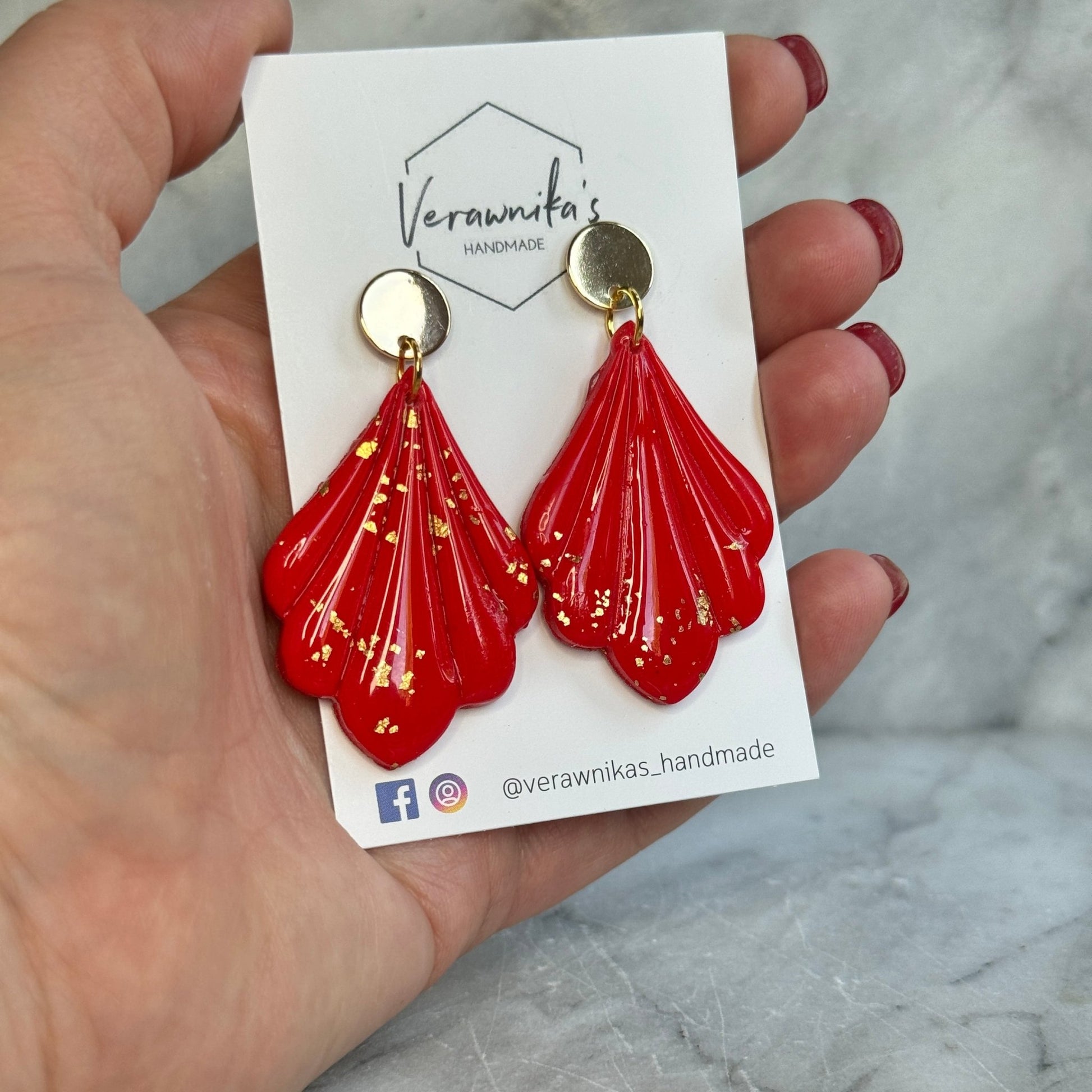 Indian Summer Collection: Handmade Polymer Clay Earrings Red and Gold Verawnika's Handmade