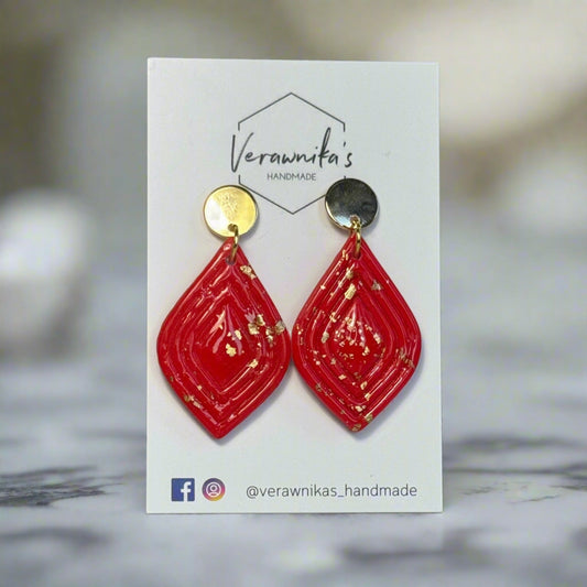 Indian Summer Collection: Handmade Polymer Clay Earrings Red and Gold Verawnika's Handmade