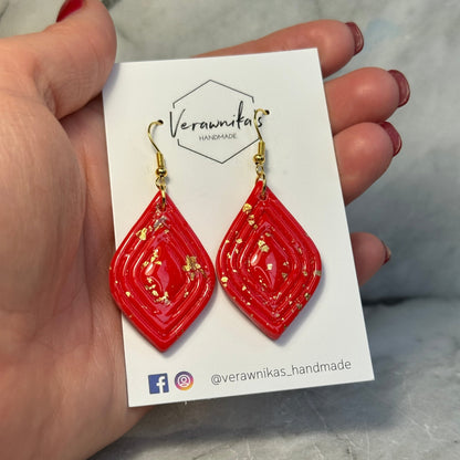 Indian Summer Collection: Handmade Polymer Clay Earrings Red and Gold Verawnika's Handmade