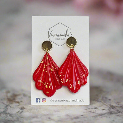 Indian Summer Collection: Handmade Polymer Clay Earrings Red and Gold Verawnika's Handmade