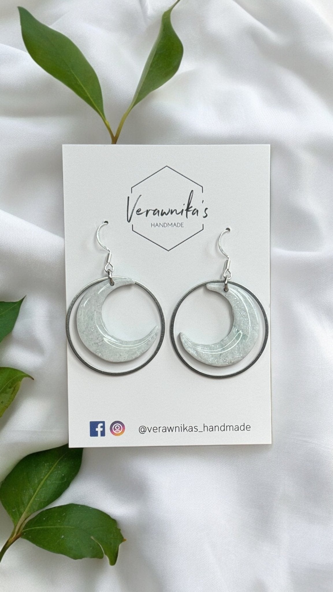 Jadeite Collection: Handmade Polymer Clay Moon Earrings with Stainless Steel Hooks Verawnika's Handmade