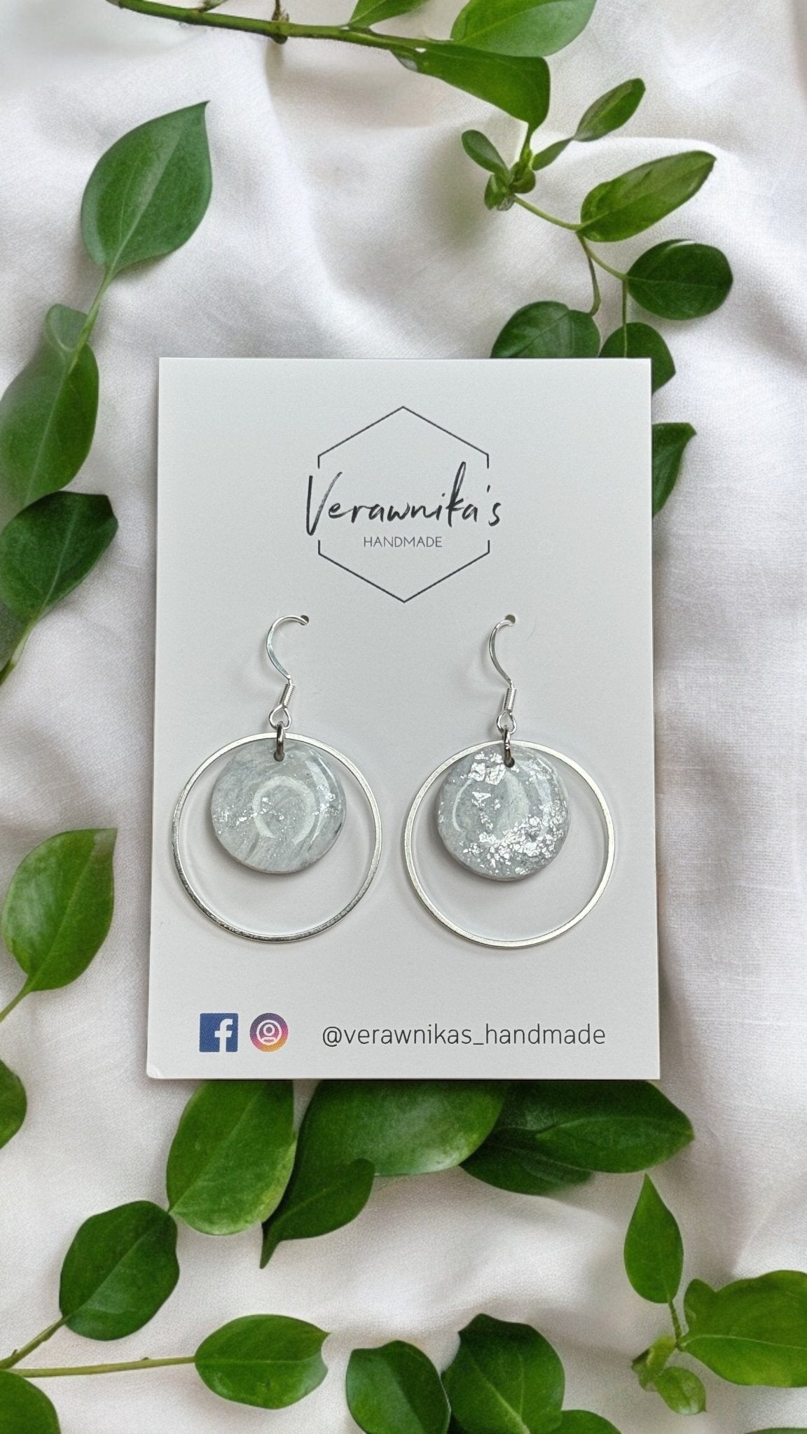 Jadeite Collection: Handmade Polymer Clay Round Earrings with Stainless Steel Hooks Verawnika's Handmade