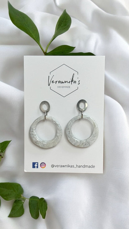 Jadeite Collection: Handmade Polymer Clay Round Earrings with Stainless Steel Studs Verawnika's Handmade