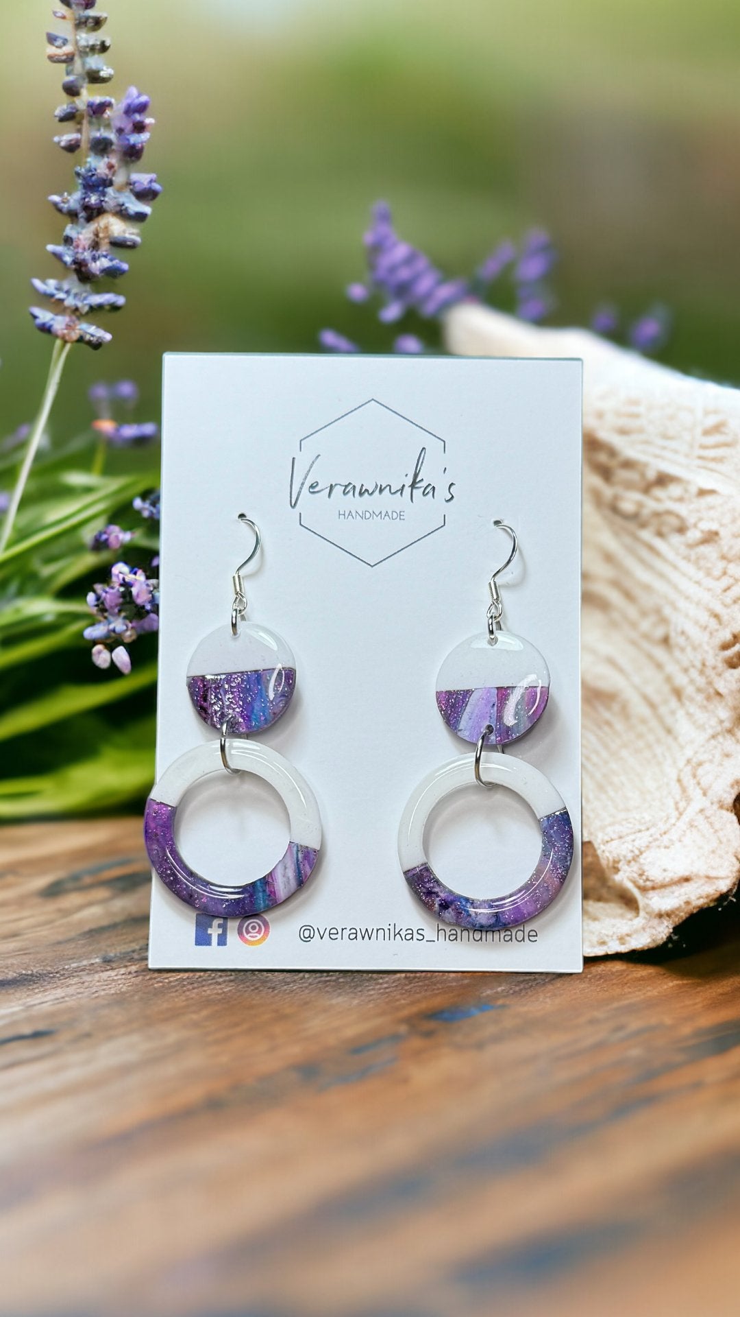 Lavender Collection: Unique Purple Handmade Super Light Earrings with Stainless Steel Verawnika's Handmade