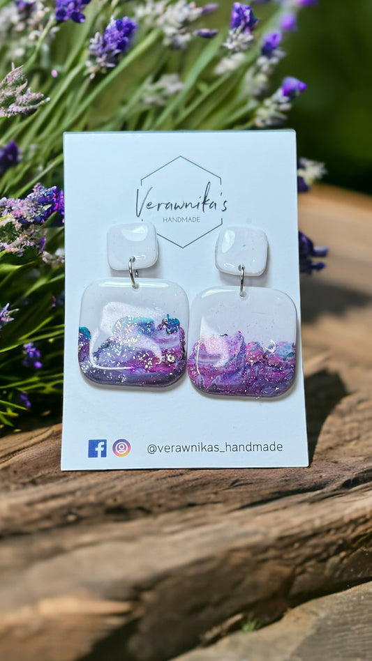 Lavender Collection: Unique Purple Handmade Super Light Earrings with Stainless Steel Verawnika's Handmade