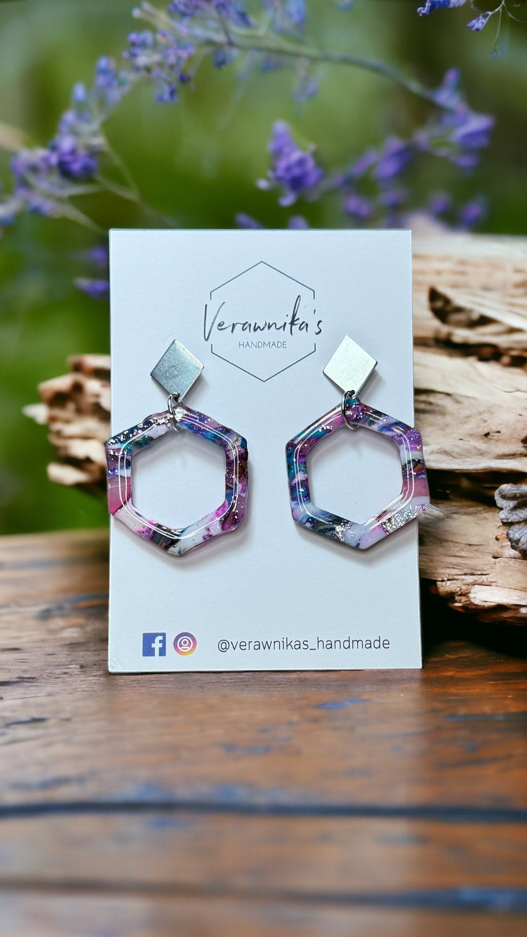 Lavender Collection: Unique Purple Handmade Super Light Earrings with Stainless Steel Verawnika's Handmade