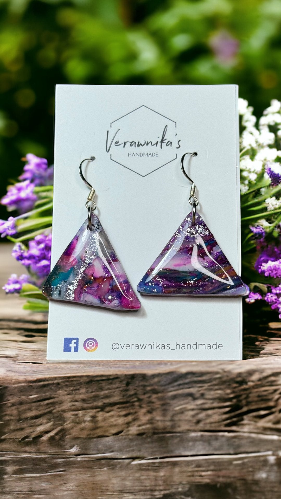 Lavender Collection: Unique Purple Handmade Super Light Earrings with Stainless Steel Verawnika's Handmade