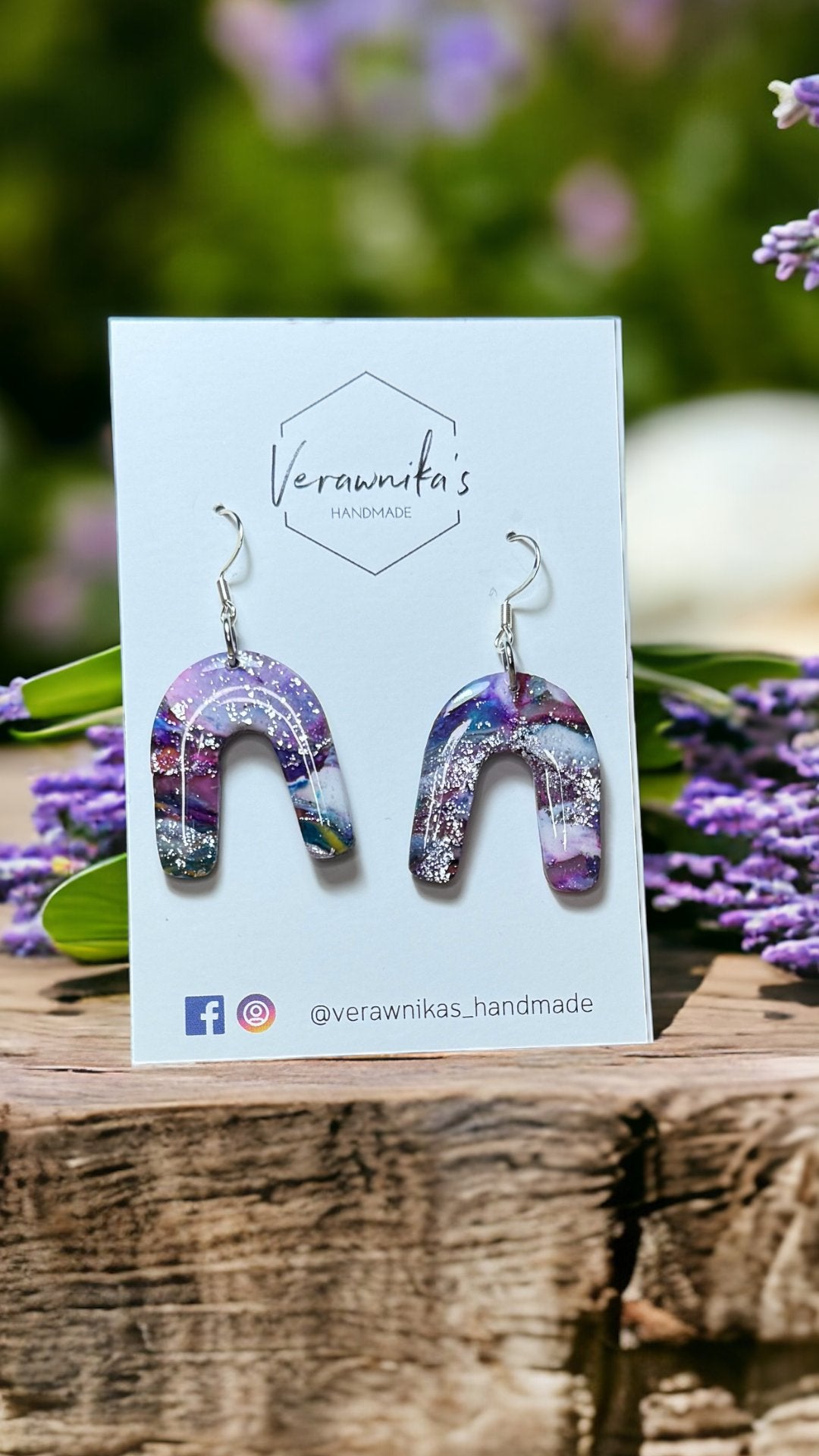 Lavender Collection: Unique Purple Handmade Super Light Earrings with Stainless Steel Verawnika's Handmade