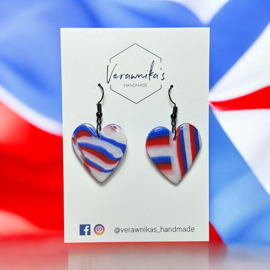 Olympic Collection: Handmade Polymer Clay Tricolour Earring with Black Hooks Verawnika's Handmade