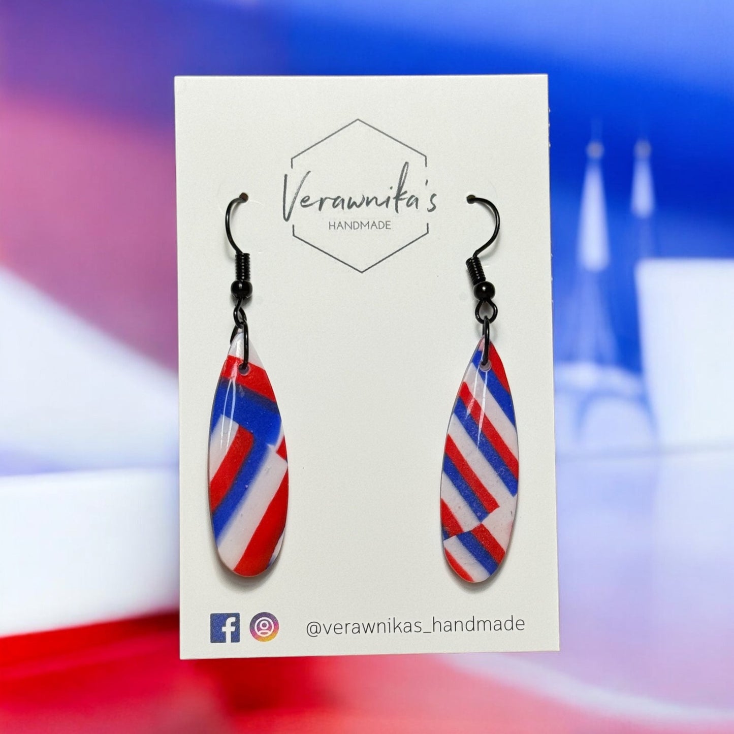 Olympic Collection: Handmade Polymer Clay Tricolour Earring with Black Hooks Verawnika's Handmade