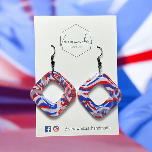 Olympic Collection: Handmade Polymer Clay Tricolour Earring with Black Hooks Verawnika's Handmade