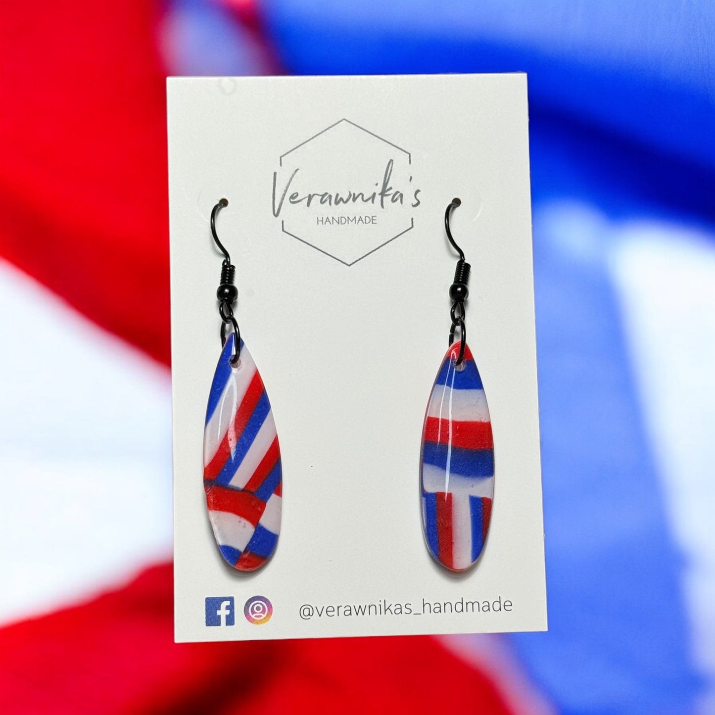 Olympic Collection: Handmade Polymer Clay Tricolour Earring with Black Hooks Verawnika's Handmade