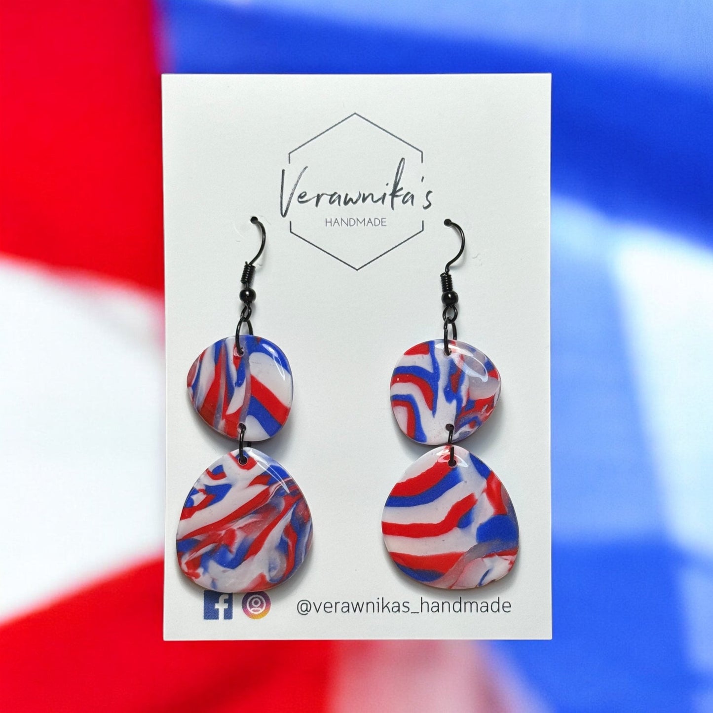 Olympic Collection: Handmade Polymer Clay Tricolour Earring with Black Hooks Verawnika's Handmade