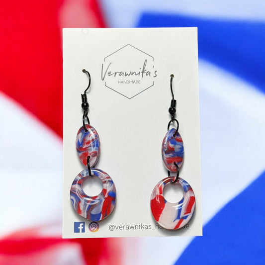 Olympic Collection: Handmade Polymer Clay Tricolour Earring with Black Hooks Verawnika's Handmade