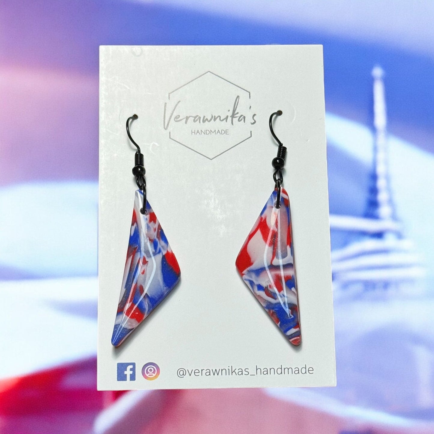 Olympic Collection: Handmade Polymer Clay Tricolour Earring with Black Hooks Verawnika's Handmade