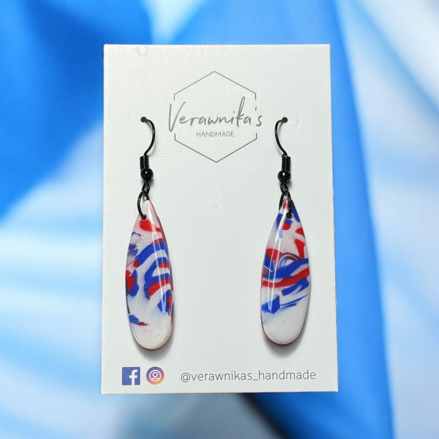 Olympic Collection: Handmade Polymer Clay Tricolour Earring with Black Hooks Verawnika's Handmade