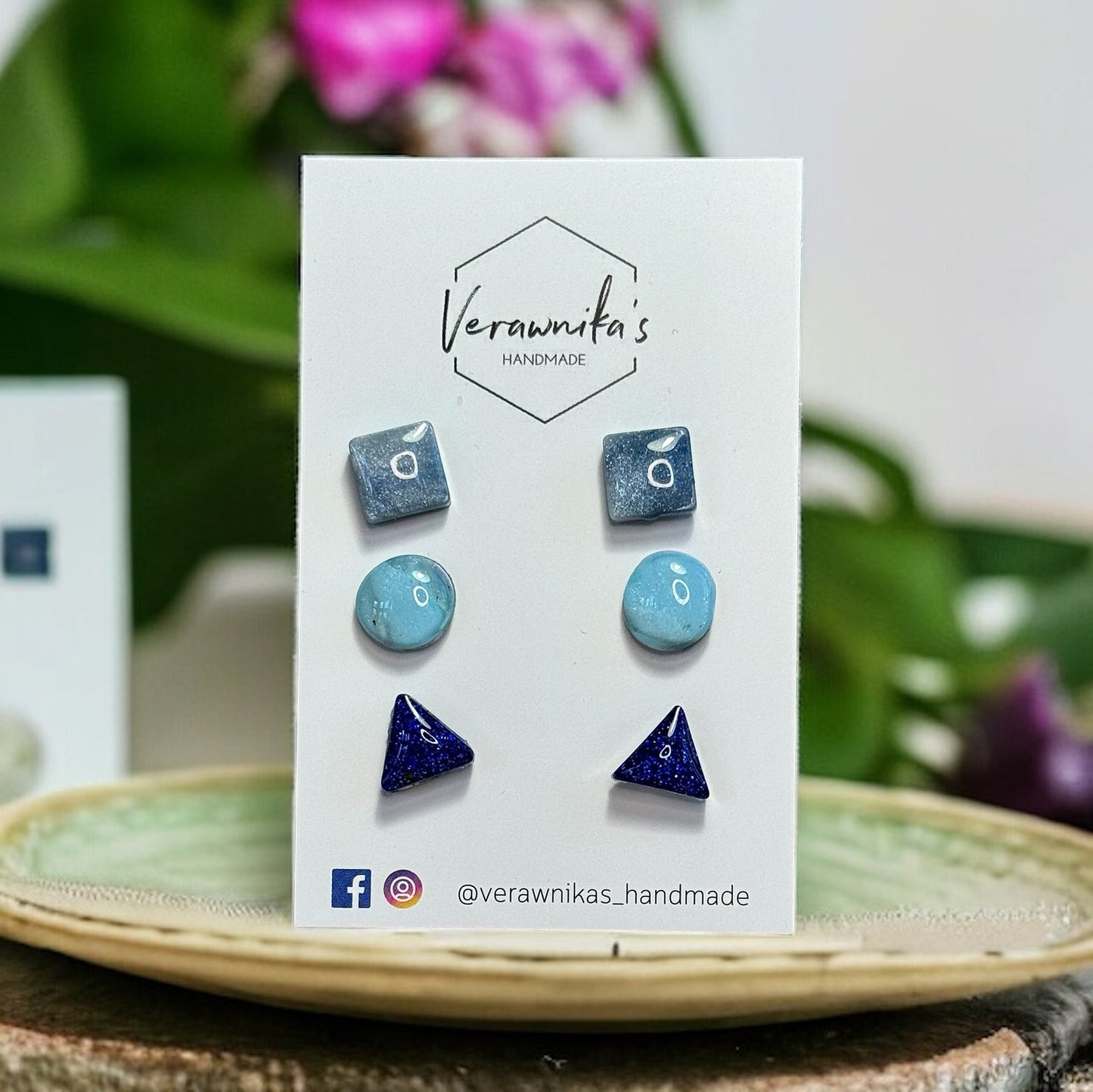 Playful Stud Earrings Selection: Blue Verawnika's Handmade