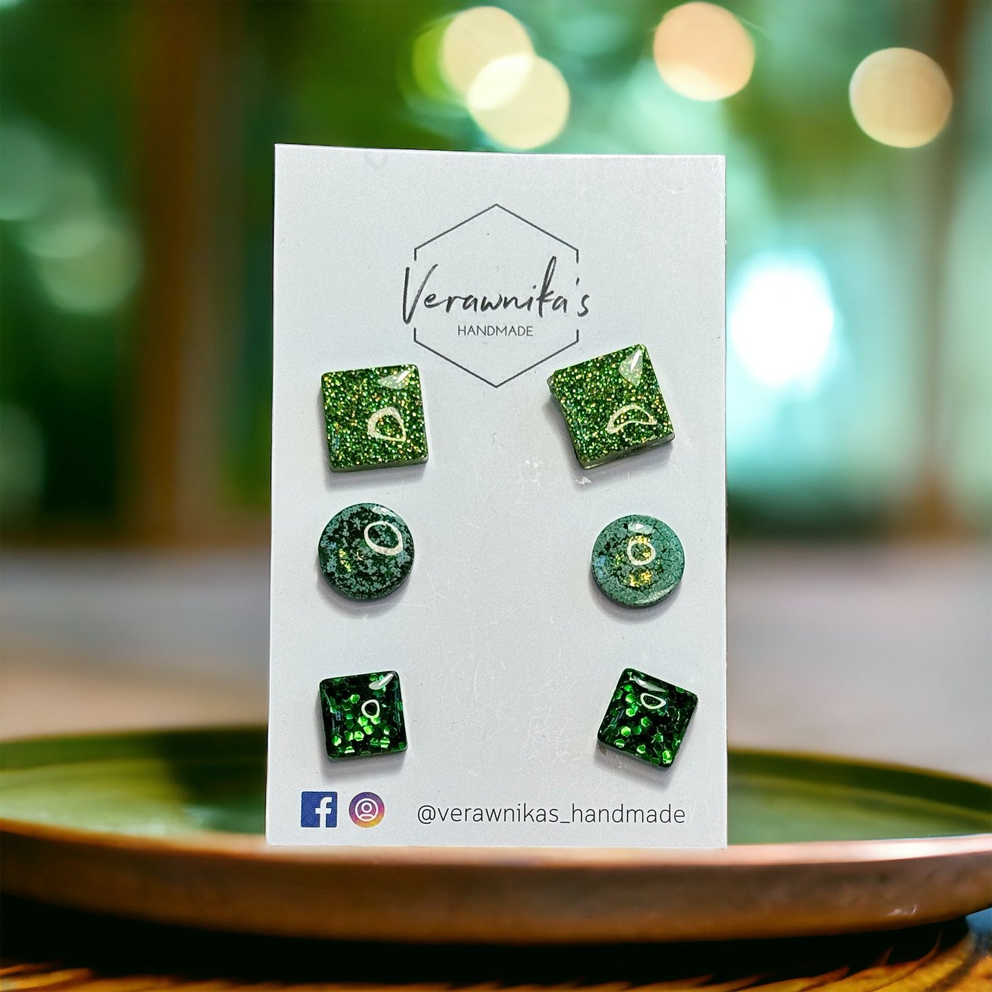 Playful Stud Earrings Selection: Green Verawnika's Handmade