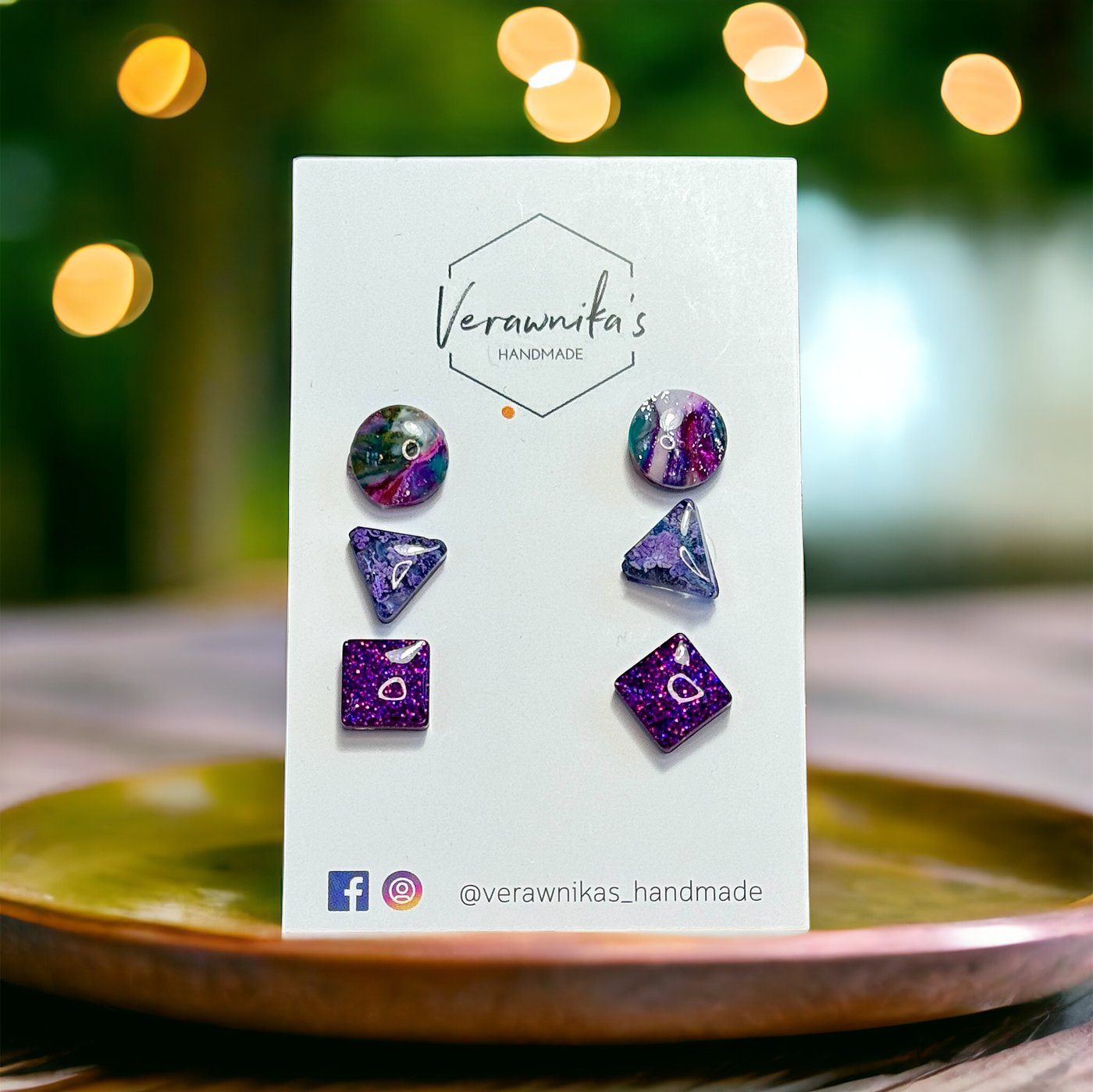 Playful Stud Earrings Selection: Purple Verawnika's Handmade