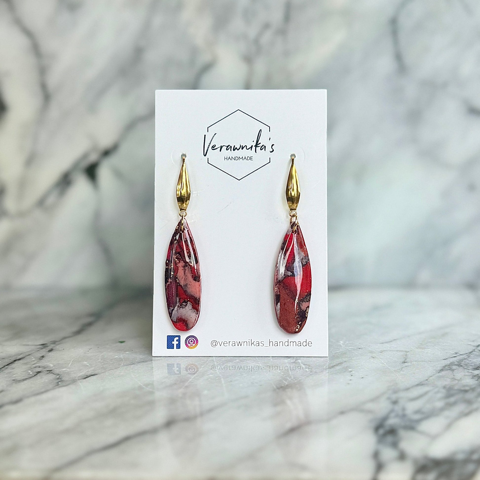 Red & Gold Collection: Handmade Polymer Clay Earrings Verawnika's Handmade