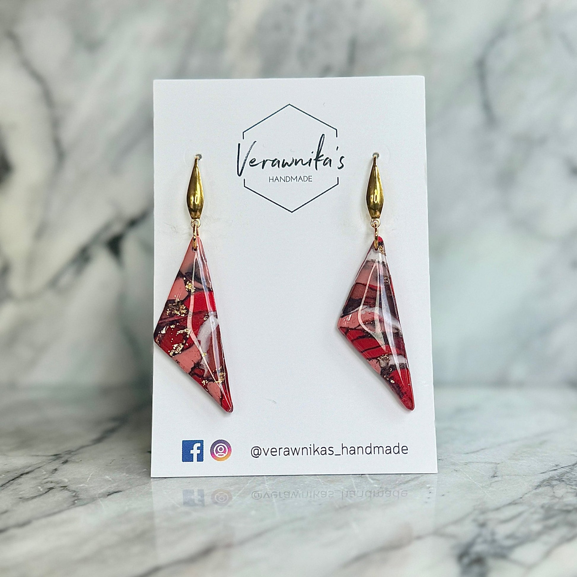 Red & Gold Collection: Handmade Polymer Clay Earrings Verawnika's Handmade