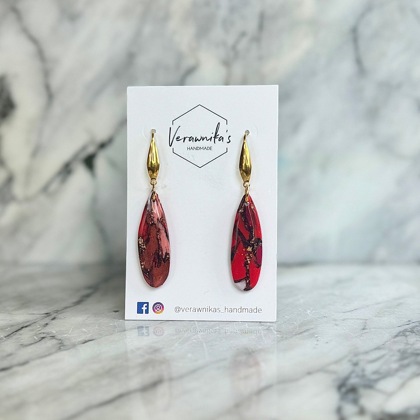 Red & Gold Collection: Handmade Polymer Clay Earrings Verawnika's Handmade